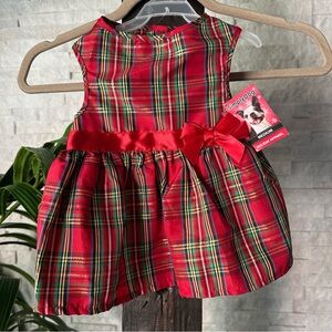 Simply Dog Red Plaid Holiday Apparel Dress Size M New with Tags